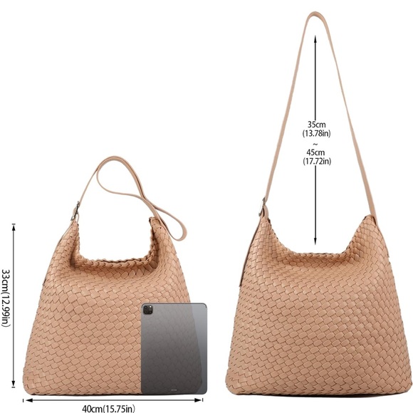 Elegant Tan Woven Women's Bag stylish slouch, Crossbody purse bag brand new Hobo - Picture 4 of 8